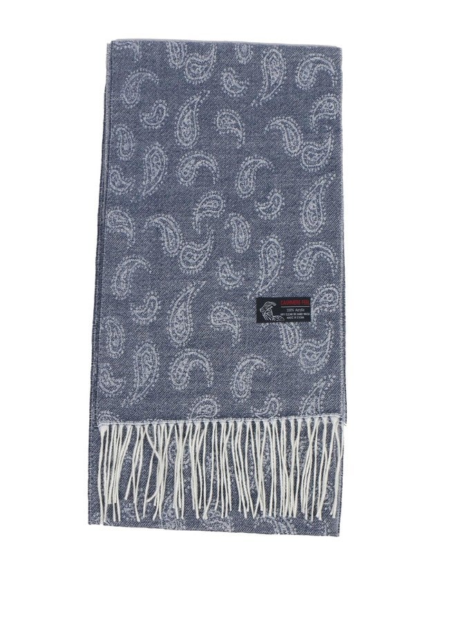 TZ Promise Patterned Scarf for Unisex- 66 x 12 Inches Long Ultra-Soft Cashmere Feel for Winter (Navy Blue Paisley) - Image 2